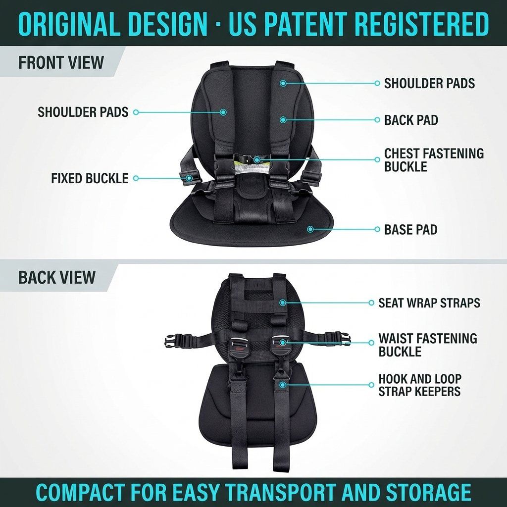 Meetckc Kids Golf Cart Safety Seat with Harness, Padded Child Seat, Universal Fit