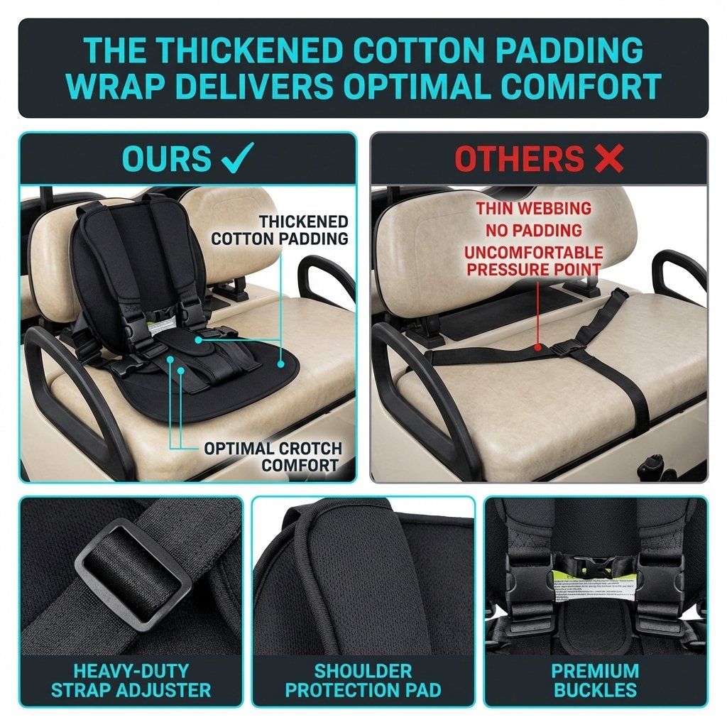 Meetckc Kids Golf Cart Safety Seat with Harness, Padded Child Seat, Universal Fit