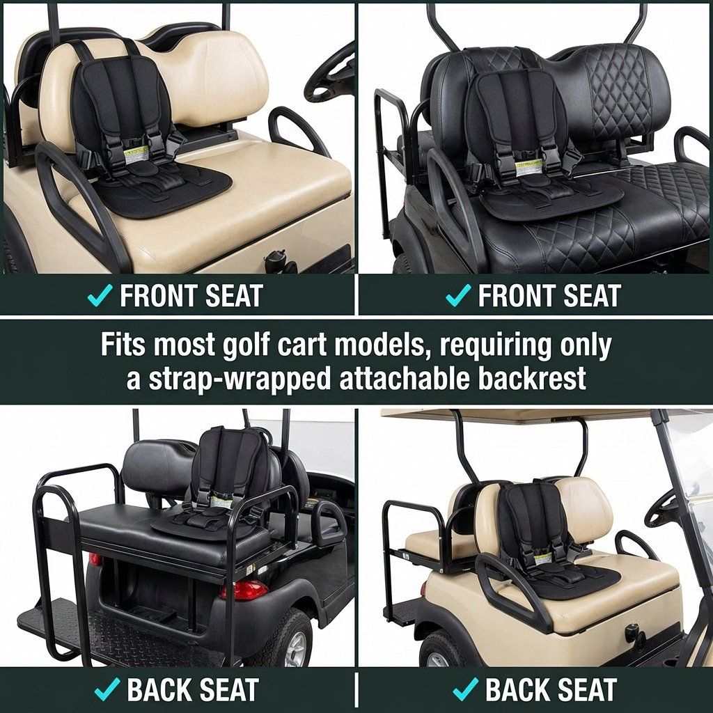Meetckc Kids Golf Cart Safety Seat with Harness, Padded Child Seat, Universal Fit