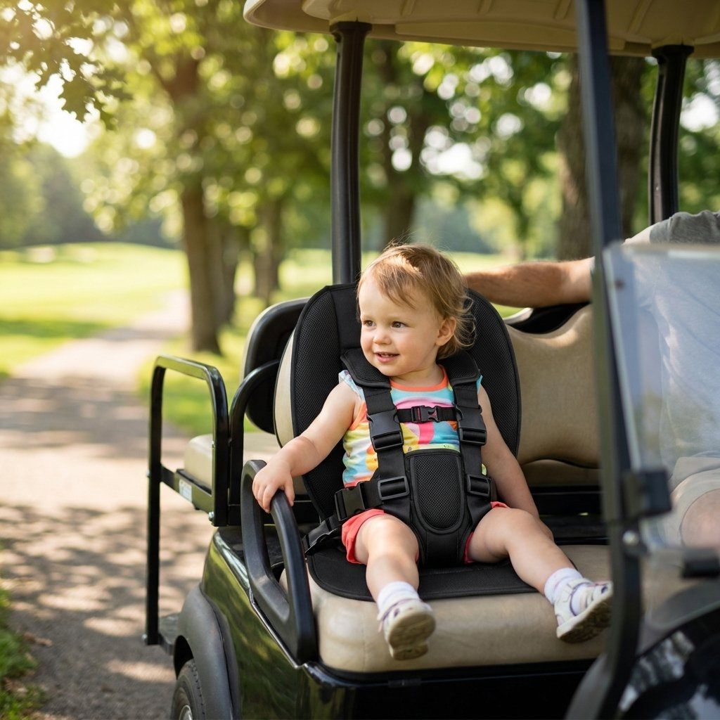 Meetckc Kids Golf Cart Safety Seat with Harness, Padded Child Seat, Universal Fit