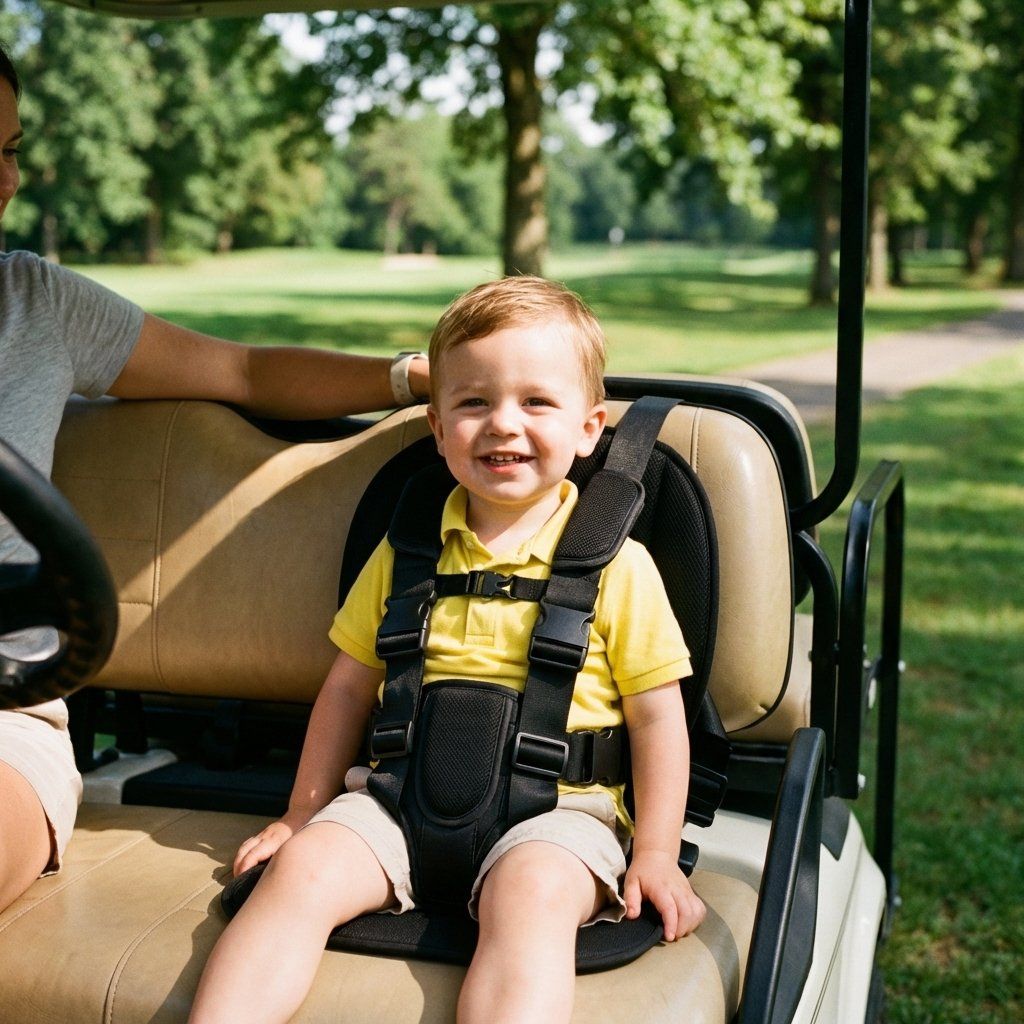 Meetckc Kids Golf Cart Safety Seat with Harness, Padded Child Seat, Universal Fit