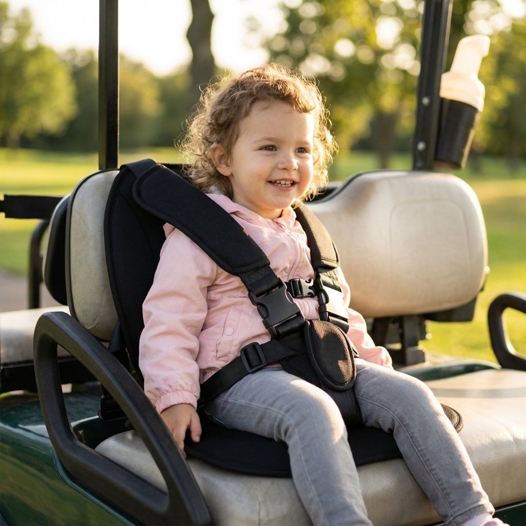 Meetckc Kids Golf Cart Safety Seat with Harness, Padded Child Seat, Universal Fit