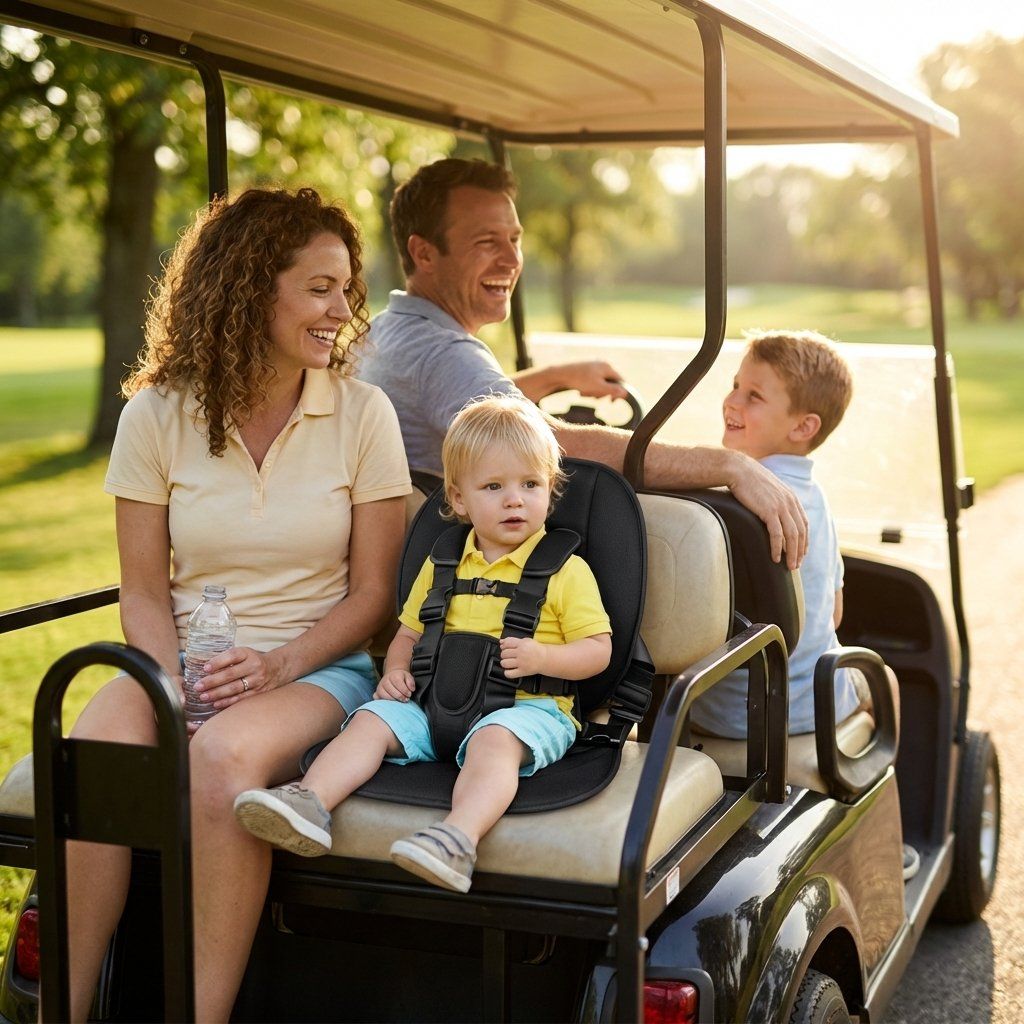 Meetckc Kids Golf Cart Safety Seat with Harness, Padded Child Seat, Universal Fit