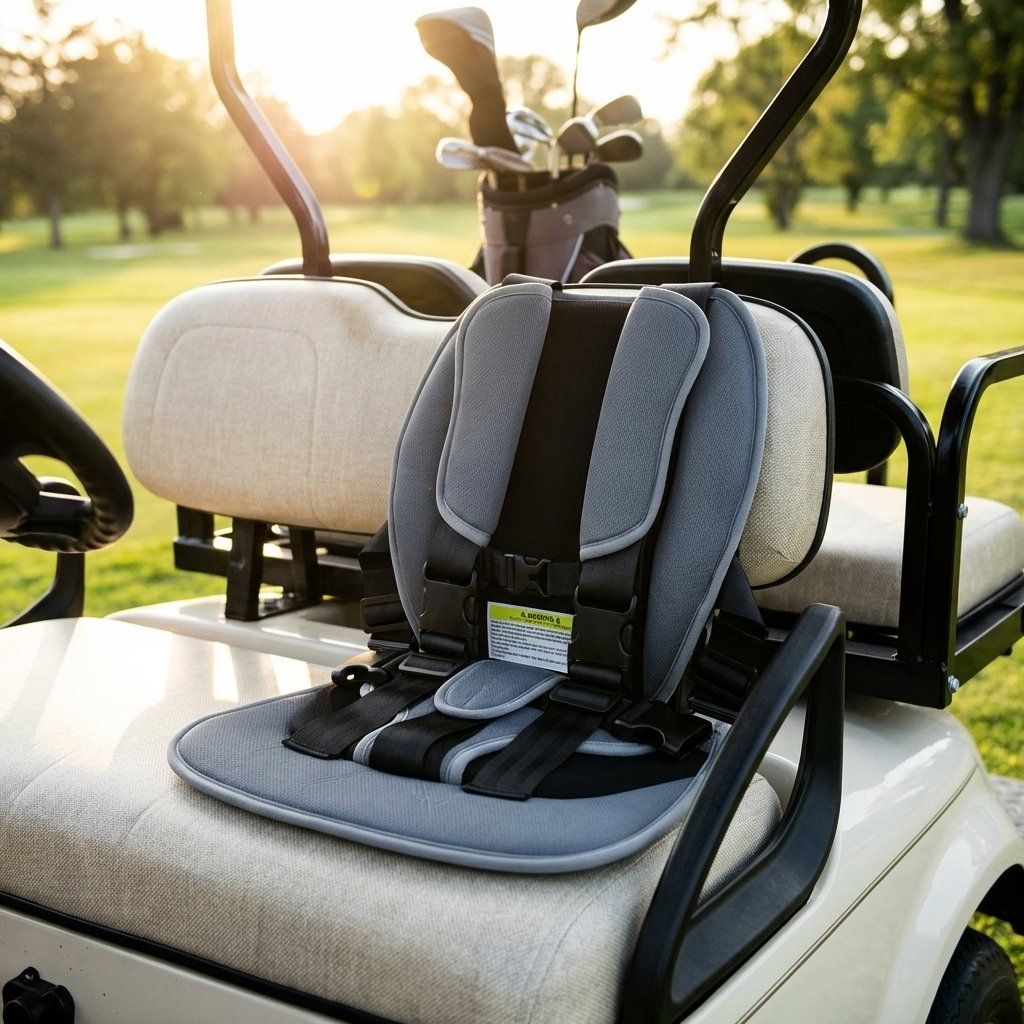 Meetckc Kids Golf Cart Safety Seat with Harness, Padded Child Seat, Universal Fit