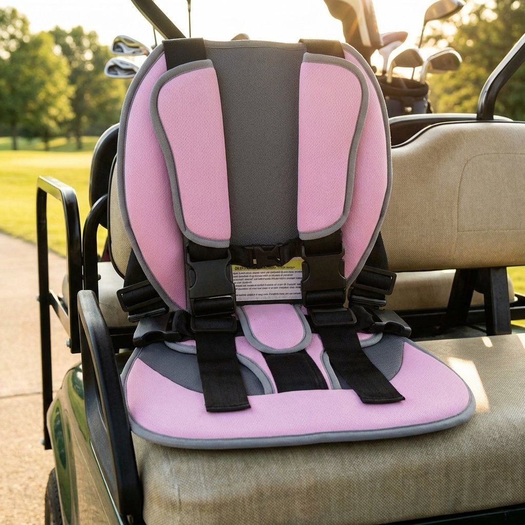 Meetckc Kids Golf Cart Safety Seat with Harness, Padded Child Seat, Universal Fit